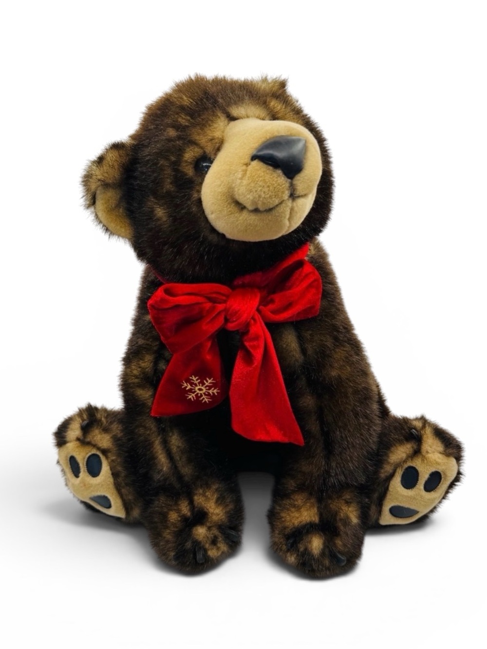 Vintage Animal Alley Toys R Us 16” Plush Brown Bear with Red Bow Mink Like Fur
